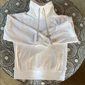 EUC! FP Movement White High-Neck Funnel-Neck Sweatshirt Small Front Pocket